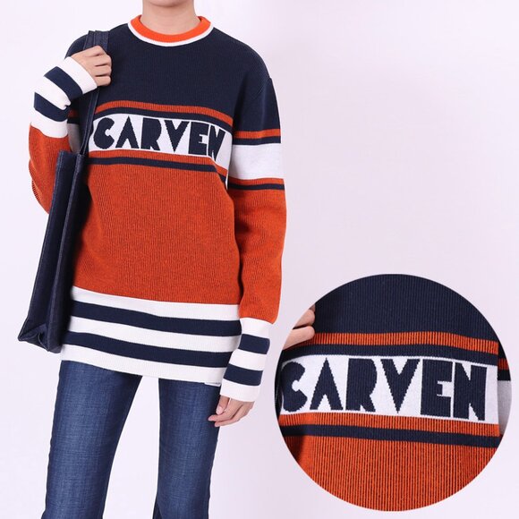 NWT - CARVEN Ribbed Logo Women's Knit Sweater 8607PU022 - Picture 2 of 6